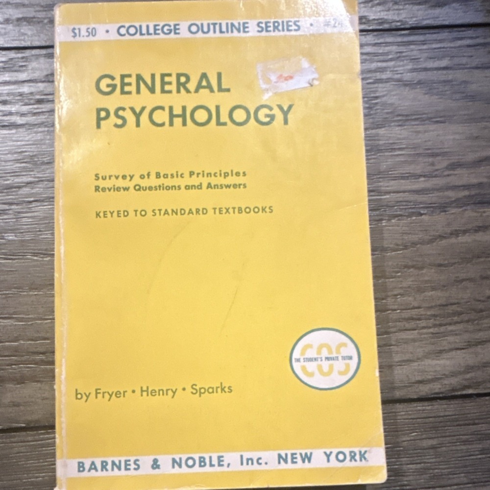 BARNES & NOBLE General Psychology Fryer Henry Sparks 1954 4th Edition